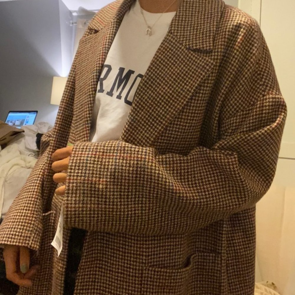 NWT oversized Mango plaid/houndstooth blazer